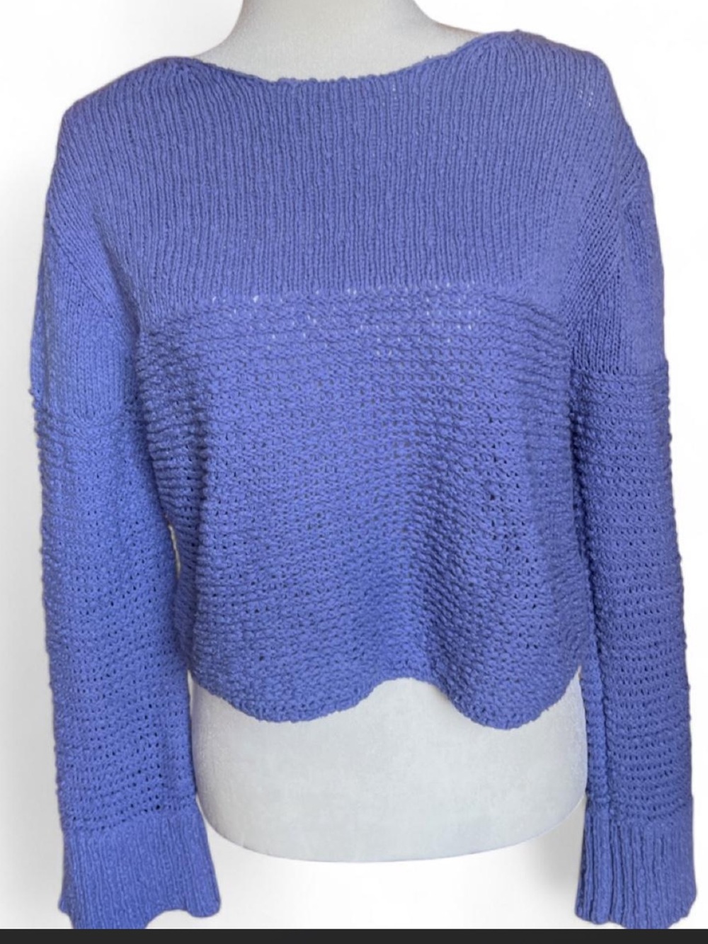 Pilcro Women's Cropped Knit Sweater in Periwinkle Blue